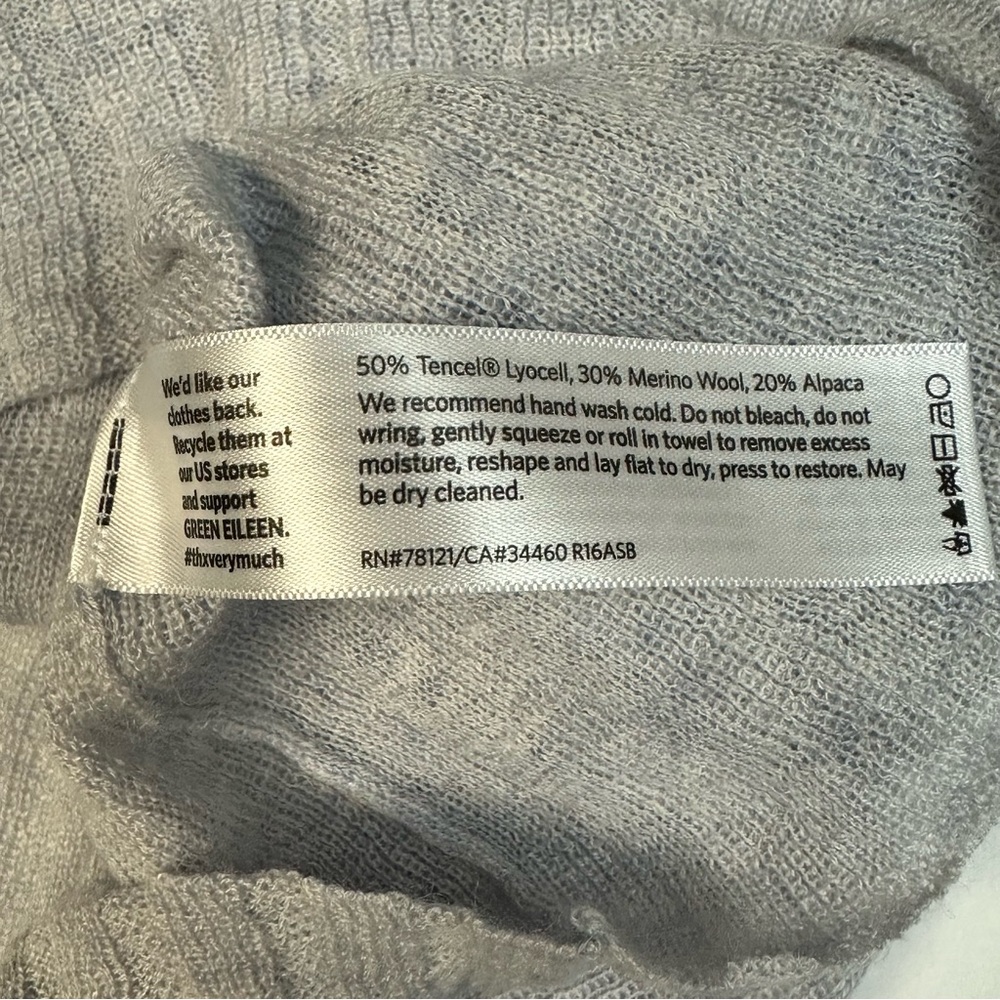 Eileen Fisher Ribbed Grey Blue Tencel Alpaca Wool Blend Lightweight Sweater XL - Picture 7 of 8